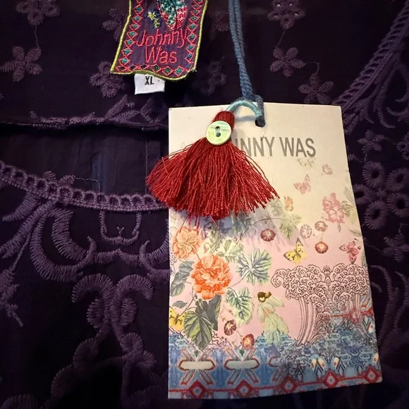 JOHNNY WAS Jossimar deep purple fully embroidered flowy tunic, XL - Picture 10 of 11